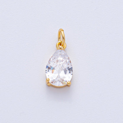 18K Gold Filled 13mm Clear CZ Teardrop Mini Charm | AK029