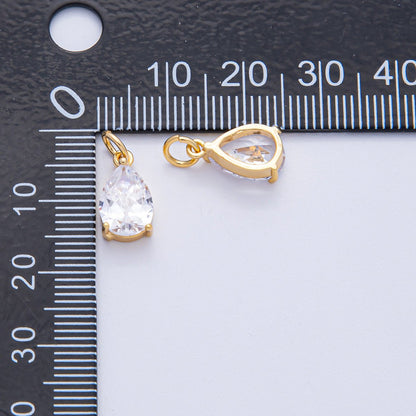 18K Gold Filled 13mm Clear CZ Teardrop Mini Charm | AK029