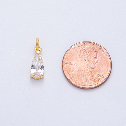 18K Gold Filled 13mm Clear CZ Teardrop Mini Charm | AK031