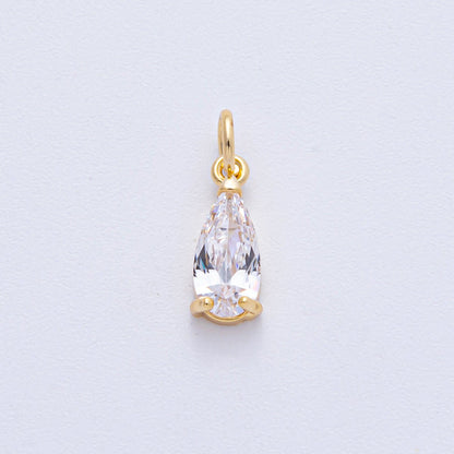 18K Gold Filled 13mm Clear CZ Teardrop Mini Charm | AK031