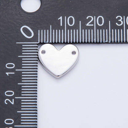 18K Gold Filled 13mm Flat Heart with Double Holes Connector in Gold &amp; Silver | Y-00160