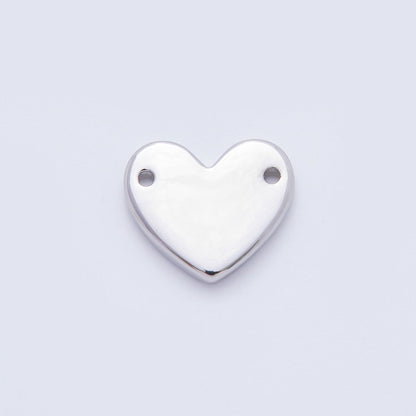 18K Gold Filled 13mm Flat Heart with Double Holes Connector in Gold &amp; Silver | Y-00160