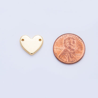 18K Gold Filled 13mm Flat Heart with Double Holes Connector in Gold &amp; Silver | Y-00160
