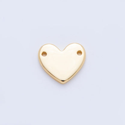 18K Gold Filled 13mm Flat Heart with Double Holes Connector in Gold &amp; Silver | Y-00160