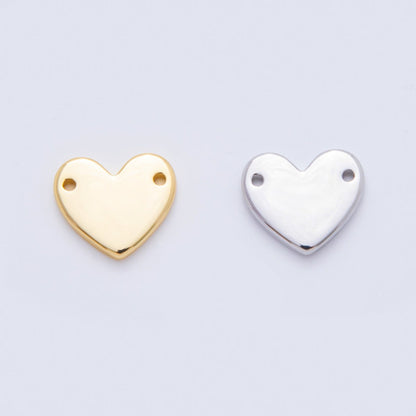 18K Gold Filled 13mm Flat Heart with Double Holes Connector in Gold &amp; Silver | Y-00160