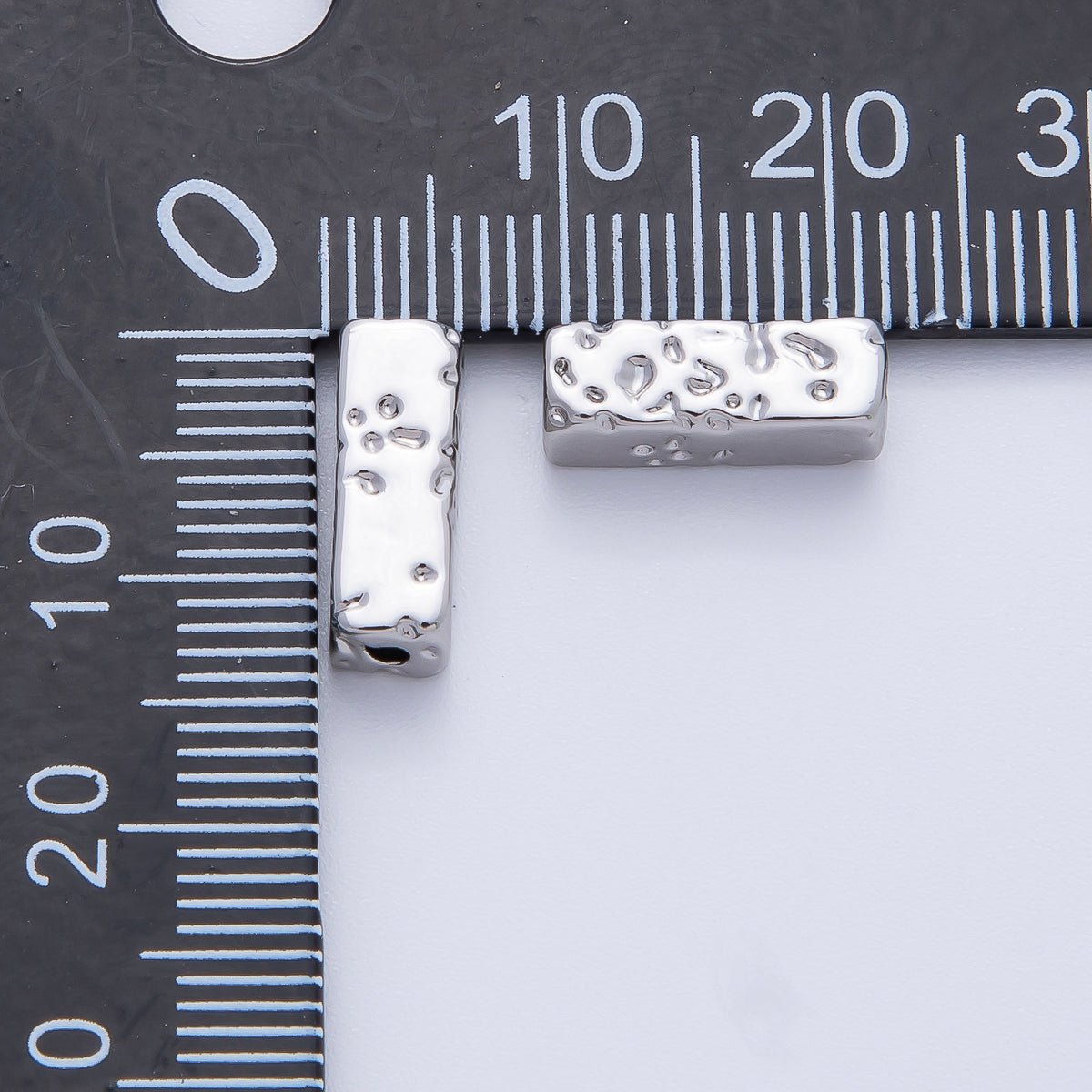 18K Gold Filled 13mm Hammered Rectangular Tube Spacer Bead in Gold &amp; Silver | B026