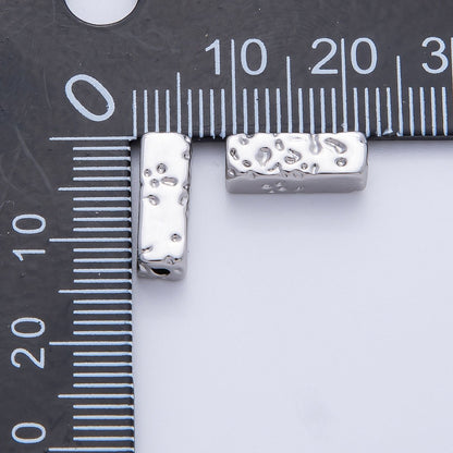 18K Gold Filled 13mm Hammered Rectangular Tube Spacer Bead in Gold &amp; Silver | B026