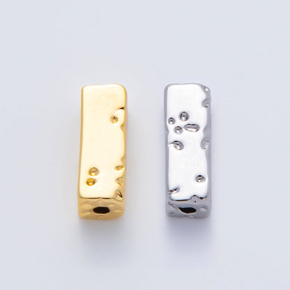18K Gold Filled 13mm Hammered Rectangular Tube Spacer Bead in Gold &amp; Silver | B026
