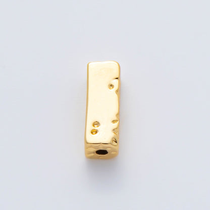 18K Gold Filled 13mm Hammered Rectangular Tube Spacer Bead in Gold &amp; Silver | B026