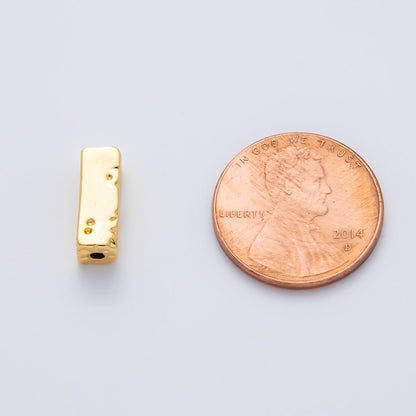 18K Gold Filled 13mm Hammered Rectangular Tube Spacer Bead in Gold &amp; Silver | B026