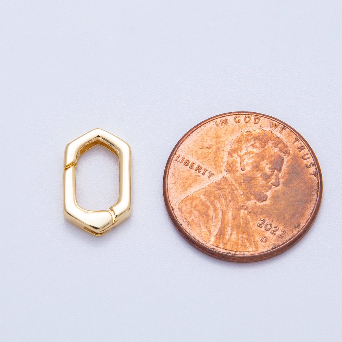 18K Gold Filled 13mm Hexagonal Minimalist Push Gate Enhancer | Findings-00122