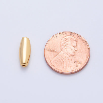 18K Gold Filled 13mm Long Tube Needle Spacer Bead in Gold &amp; Silver | B025
