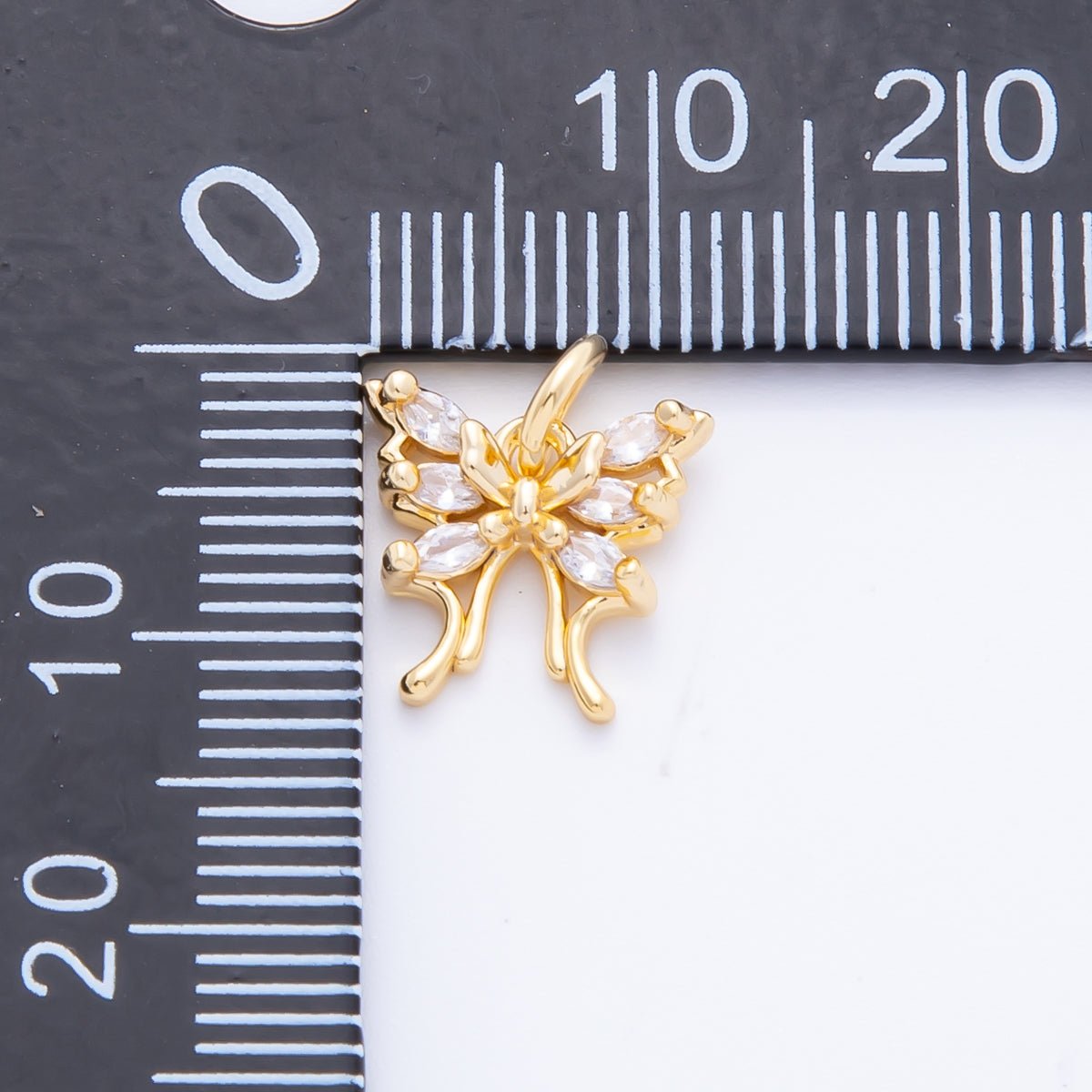 18K Gold Filled 13mm Marquise CZ Butterfly Charm | AF818