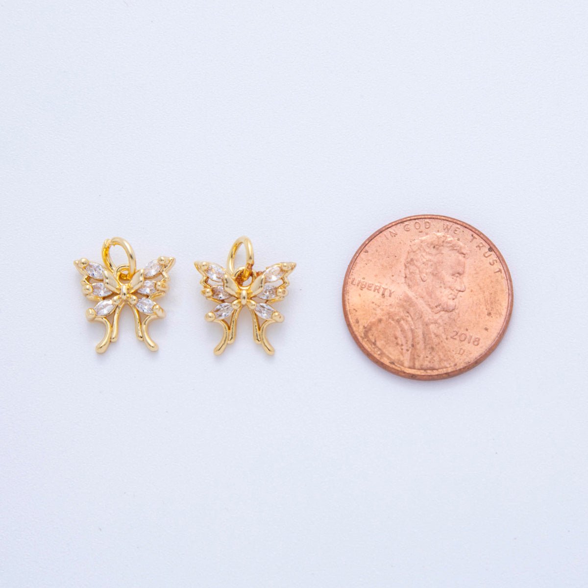 18K Gold Filled 13mm Marquise CZ Butterfly Charm | AF818