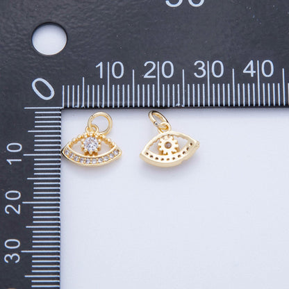 18K Gold Filled 13mm Micro Paved CZ Mystic Iris Evil Eye Charm | AF806