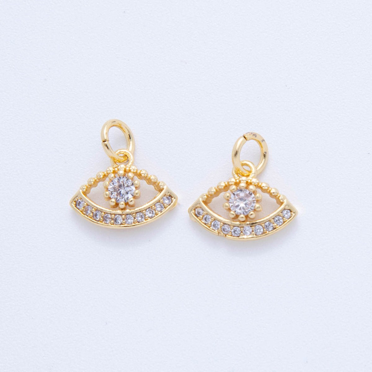 18K Gold Filled 13mm Micro Paved CZ Mystic Iris Evil Eye Charm | AF806