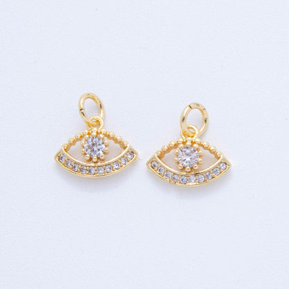 18K Gold Filled 13mm Micro Paved CZ Mystic Iris Evil Eye Charm | AF806