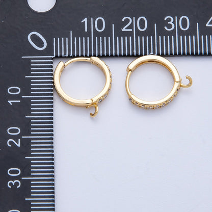 18K Gold Filled 13mm Micro Paved CZ Open Loop Drop Huggie Earrings in Gold &amp; Silver | Findings-00109 Findings-00110