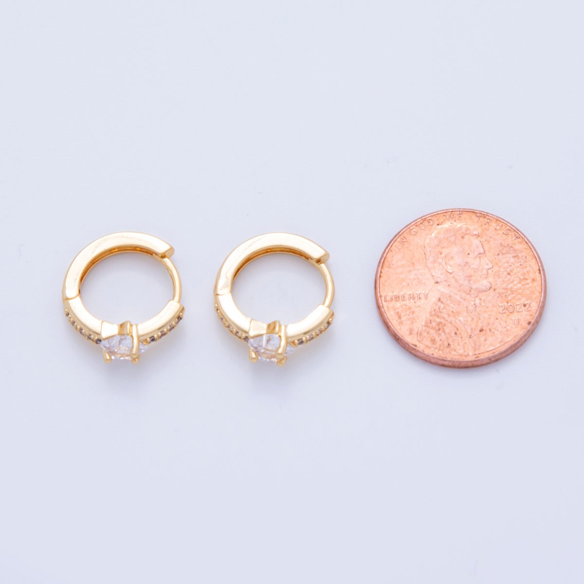18K Gold Filled 13mm Micro Paved CZ Star Cartilage Huggie Earrings | AI356