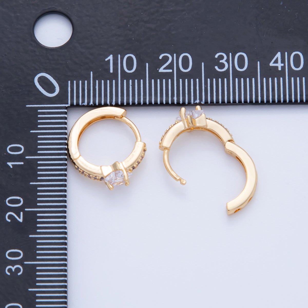 18K Gold Filled 13mm Micro Paved CZ Star Cartilage Huggie Earrings | AI356