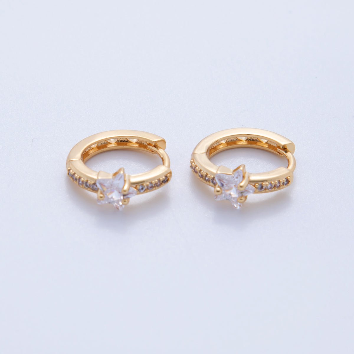 18K Gold Filled 13mm Micro Paved CZ Star Cartilage Huggie Earrings | AI356