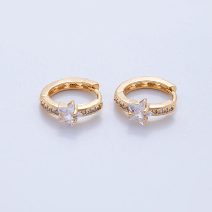18K Gold Filled 13mm Micro Paved CZ Star Cartilage Huggie Earrings | AI356