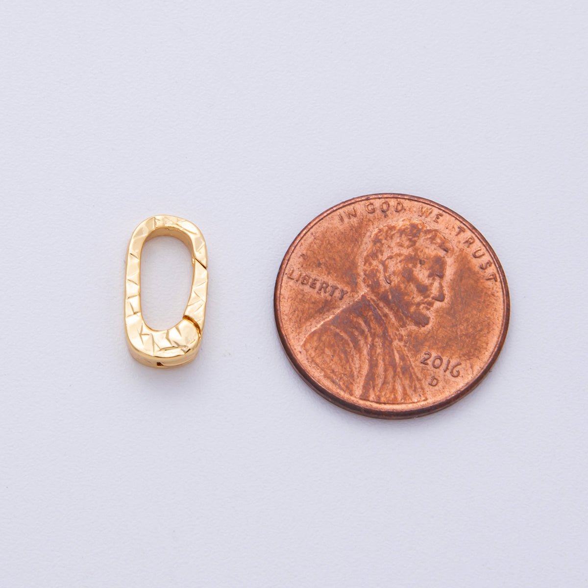 18K Gold Filled 13mm Minimalist Textured Oblong Push Gate Closure Findings | Z1675