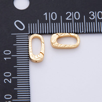 18K Gold Filled 13mm Minimalist Textured Oblong Push Gate Closure Findings | Z1675