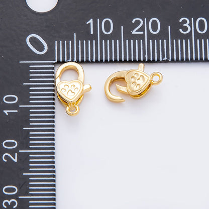 18K Gold Filled 13mm Pet Paw Heart Lobster Clasp Closure Finding | Z1382