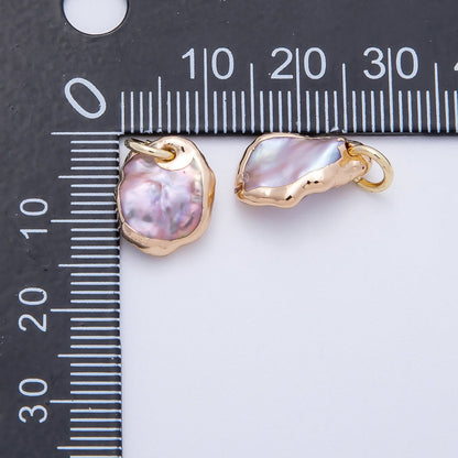 18K Gold Filled 13mm Purple Foiled Baroque Freshwater Pearl Charm | Charms-00642