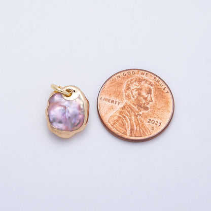 18K Gold Filled 13mm Purple Foiled Baroque Freshwater Pearl Charm | Charms-00642
