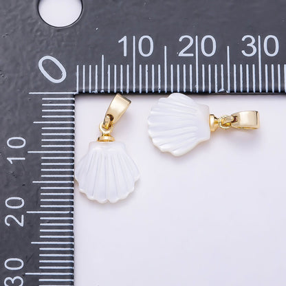 18K Gold Filled 13mm White Scallop Sea Shell Pearl Pendant | Charms-01409