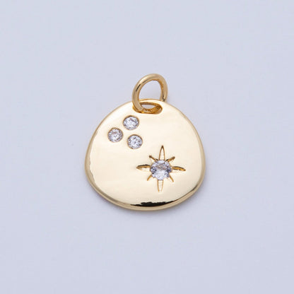 18K Gold Filled 14.3mm Clear CZ Cluster Star Round Charm | Charms-00057
