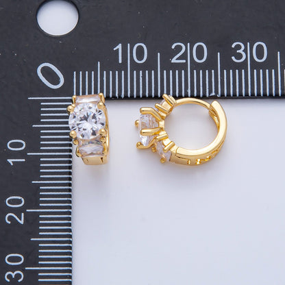 18K Gold Filled 14.5mm Clear CZ Gradient Huggie Earrings | Earrings-00046