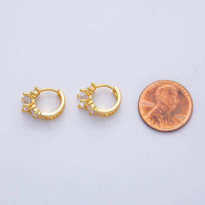 18K Gold Filled 14.5mm Clear CZ Gradient Huggie Earrings | Earrings-00046