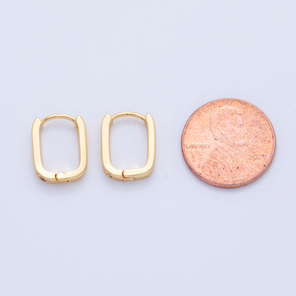 18K Gold Filled 14.5mm Micro Paved CZ Oblong Huggie Earrings | AI351