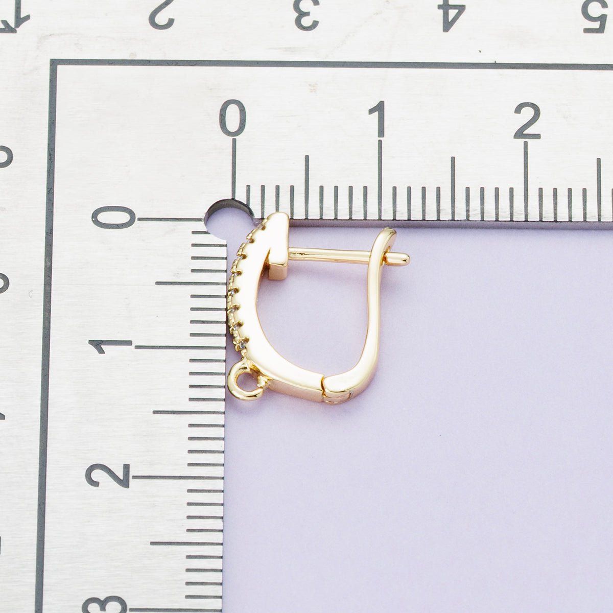 18K Gold Filled 14.5mm Micro Paved CZ U-Shaped Hoop Earrings in Gold &amp; Silver | Findings-00099 Findings-00100