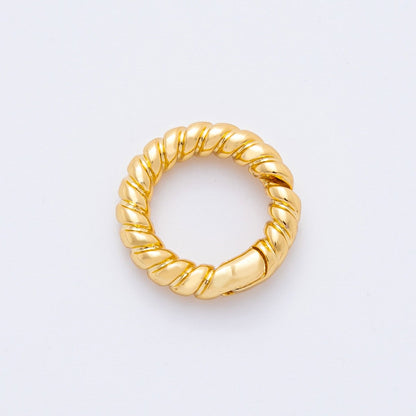 18K Gold Filled 14.5mm Mini Twisted Rope Push Gate Clasp Charm Finding | Z1374