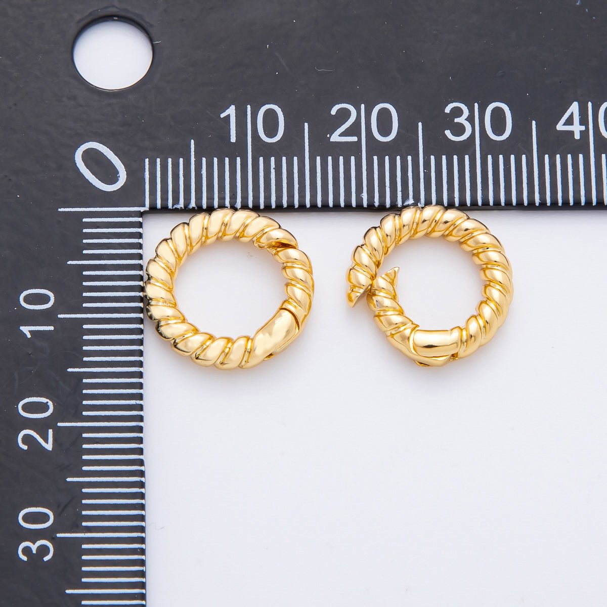 18K Gold Filled 14.5mm Mini Twisted Rope Push Gate Clasp Charm Finding | Z1374