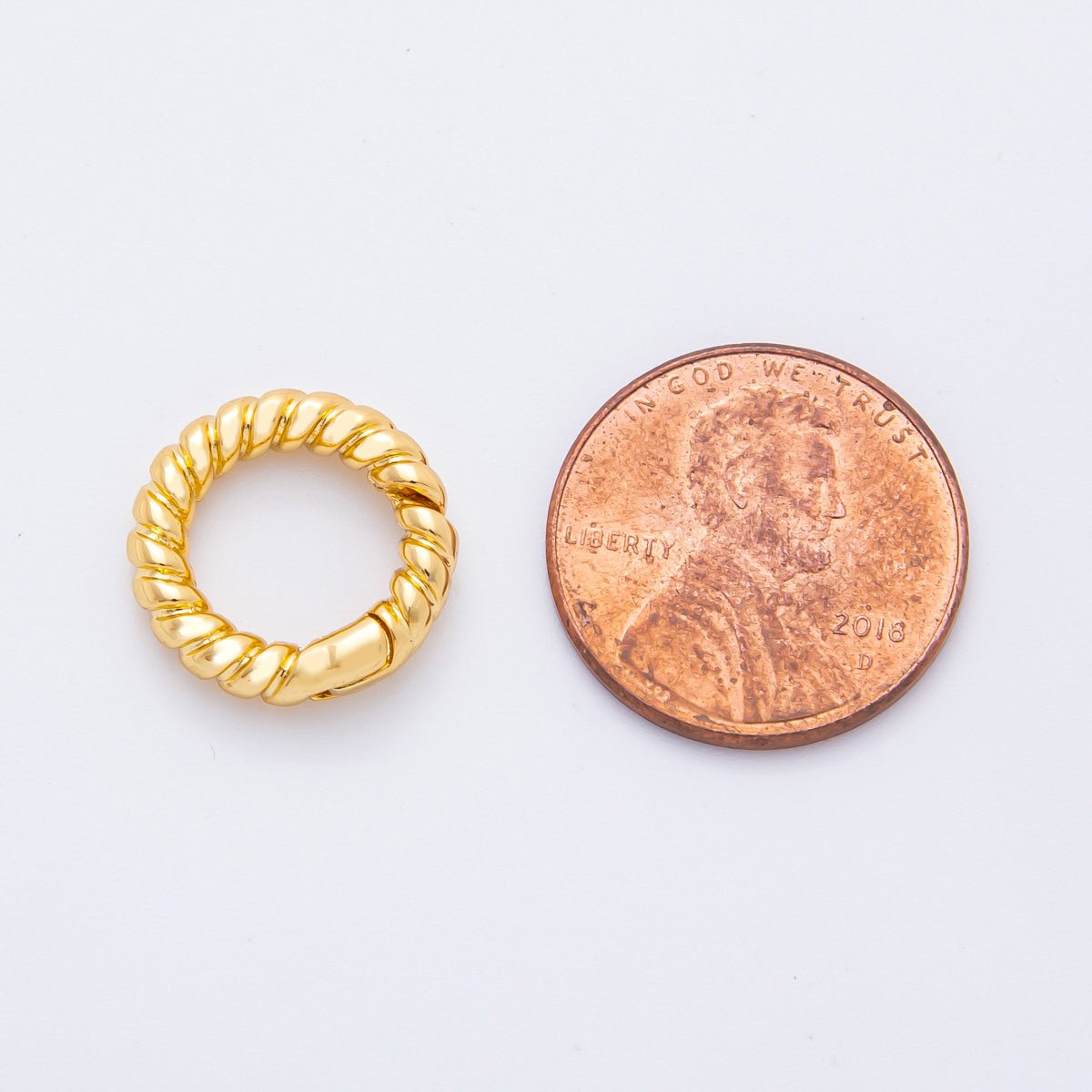 18K Gold Filled 14.5mm Mini Twisted Rope Push Gate Clasp Charm Finding | Z1374