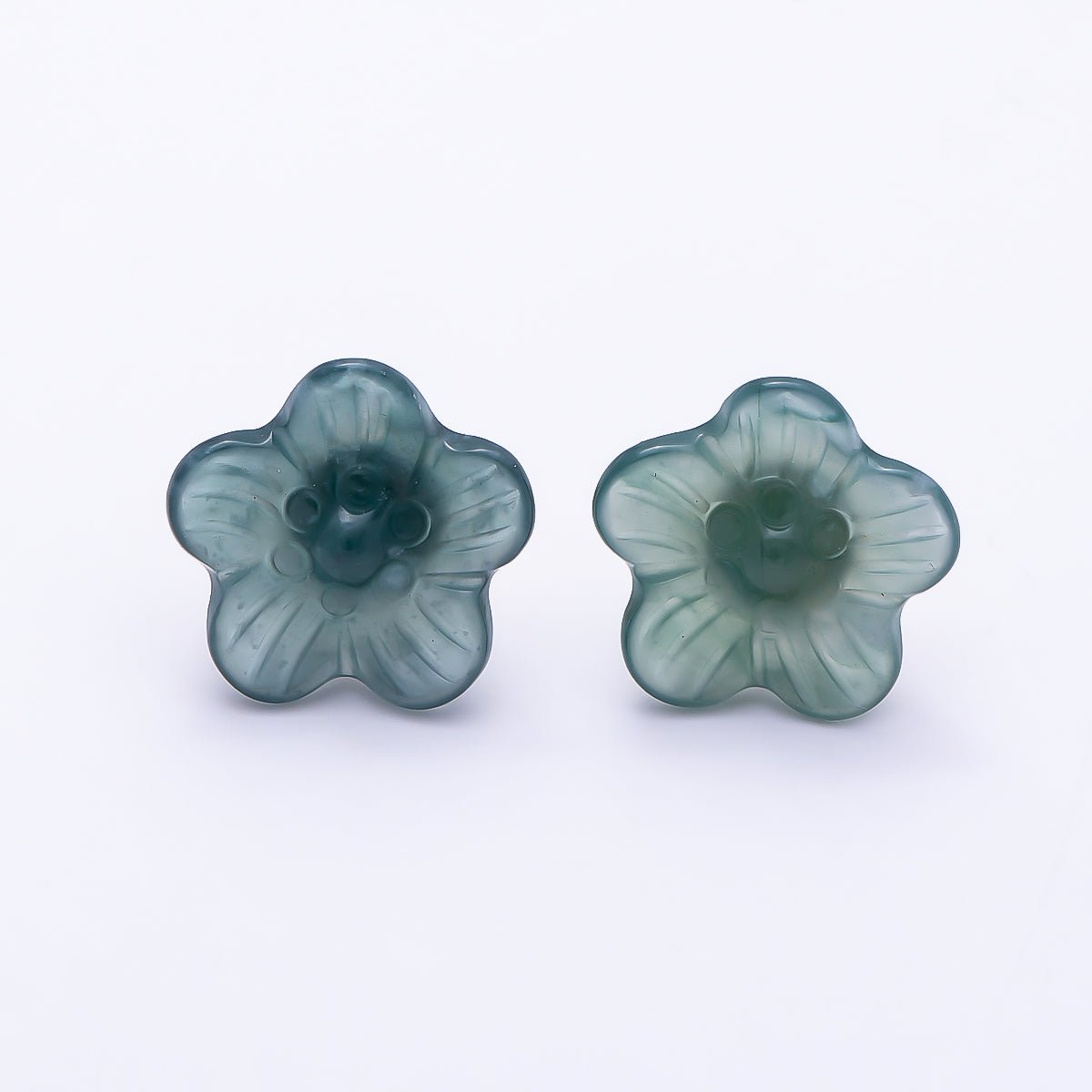 18K Gold Filled 14mm Green Aventurine Gemstone Flower Stud Earrings | Earrings-00704