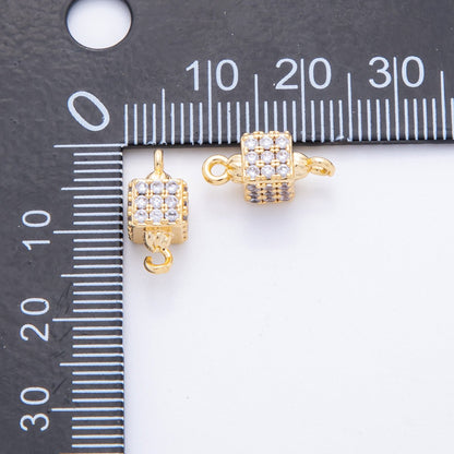 18K Gold Filled 14mm Micro Paved CZ Cubic Box Link Connector | Y161