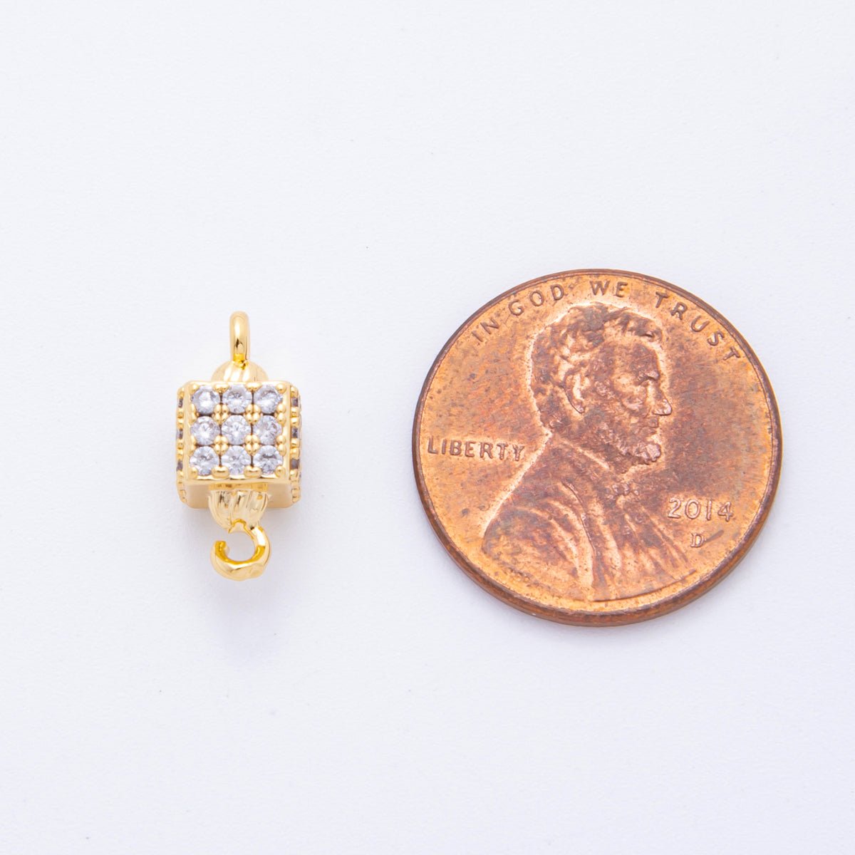 18K Gold Filled 14mm Micro Paved CZ Cubic Box Link Connector | Y161