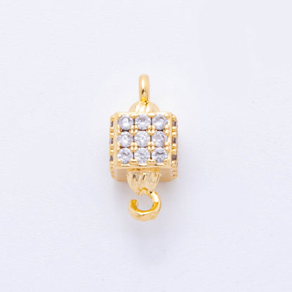 18K Gold Filled 14mm Micro Paved CZ Cubic Box Link Connector | Y161