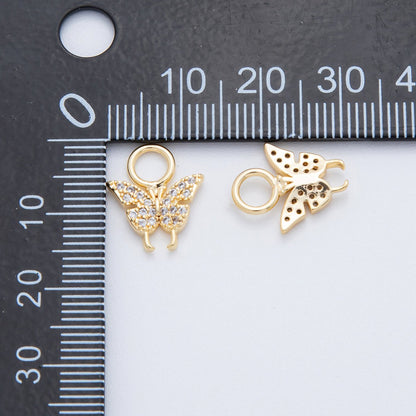 18K Gold Filled Micro Paved CZ Butterfly Add-On Drop Earring Charm | AH-913
