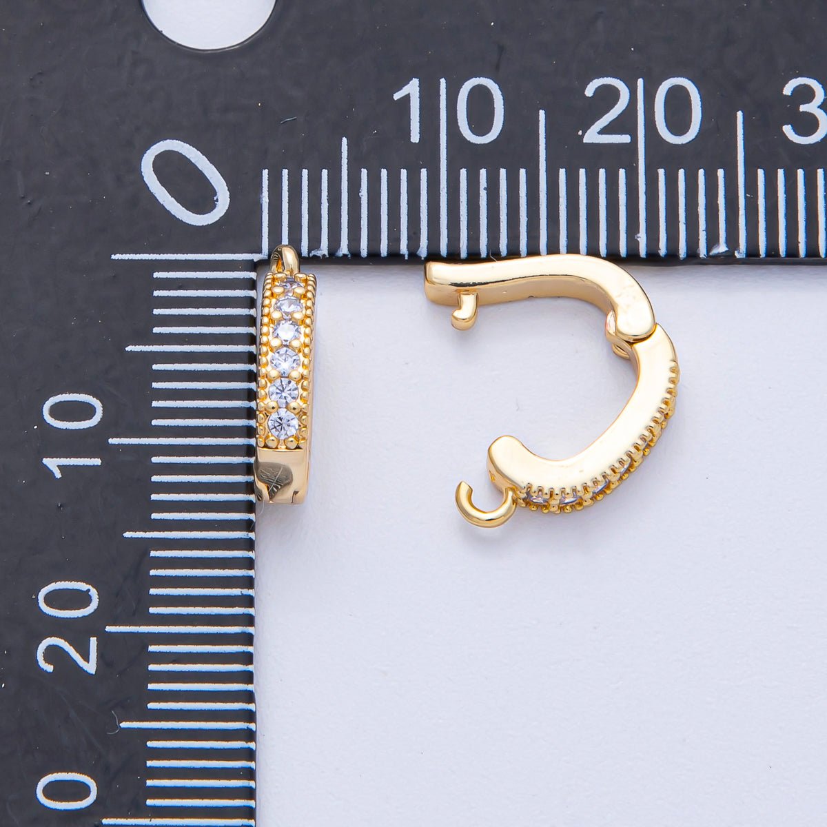 18K Gold Filled 14mm Micro Paved CZ Snap Latch Bail Finding | Z1605