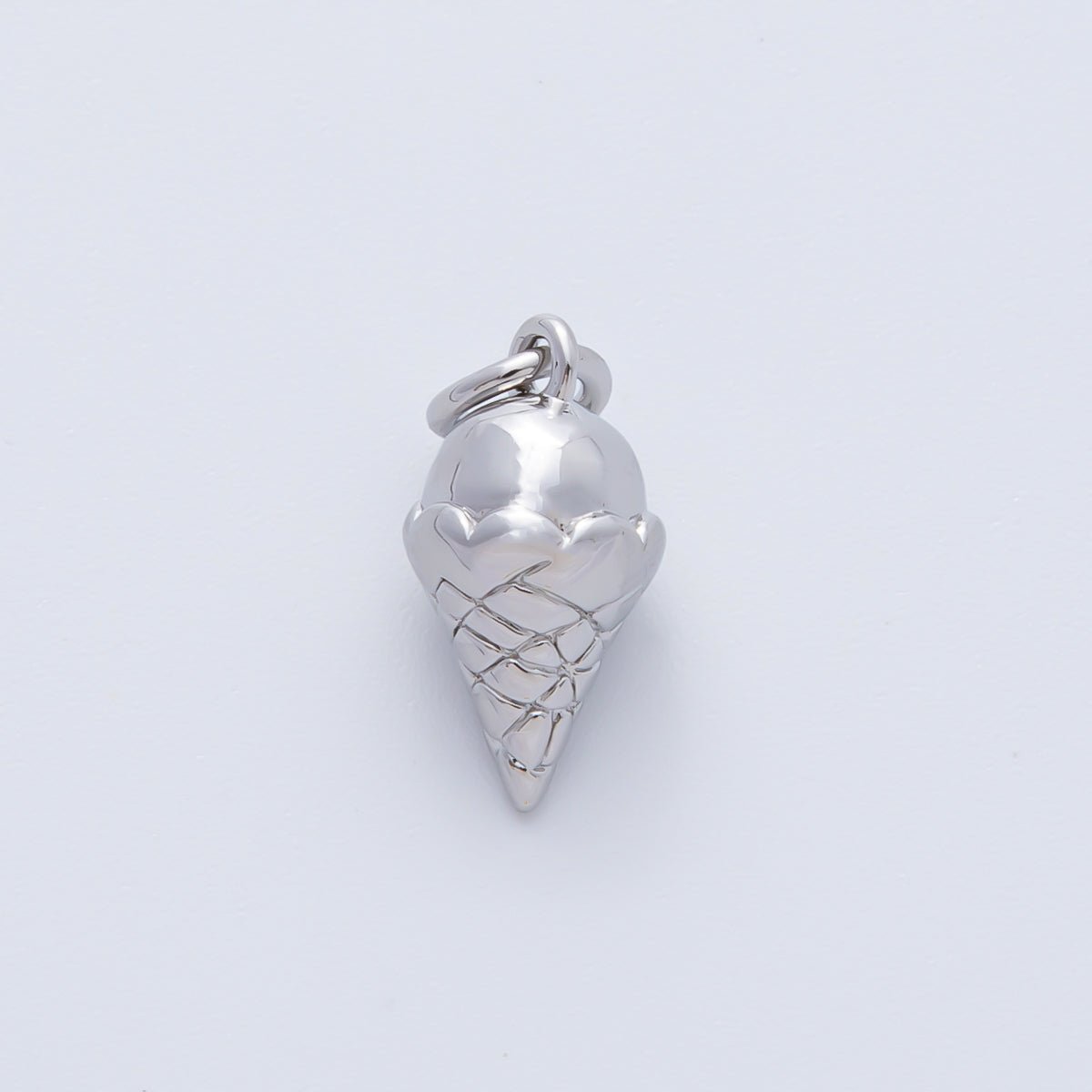 18K Gold Filled 14mm Ice Cream Cone 3D Multidimensional Charm in Gold &amp; Silver | AF1415