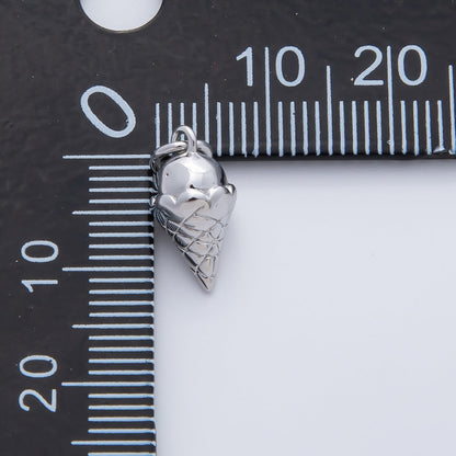 18K Gold Filled 14mm Ice Cream Cone 3D Multidimensional Charm in Gold &amp; Silver | AF1415