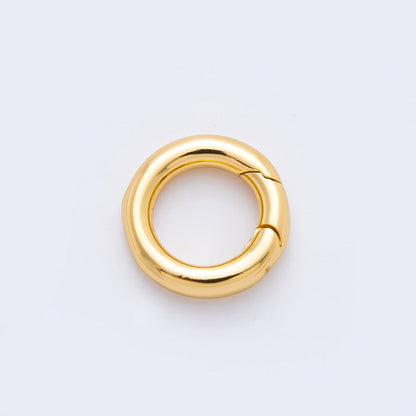 18K Gold Filled 14mm Minimalist Dainty Round Push Gate Clasp Charm Finding in Gold &amp; Silver | Z1421