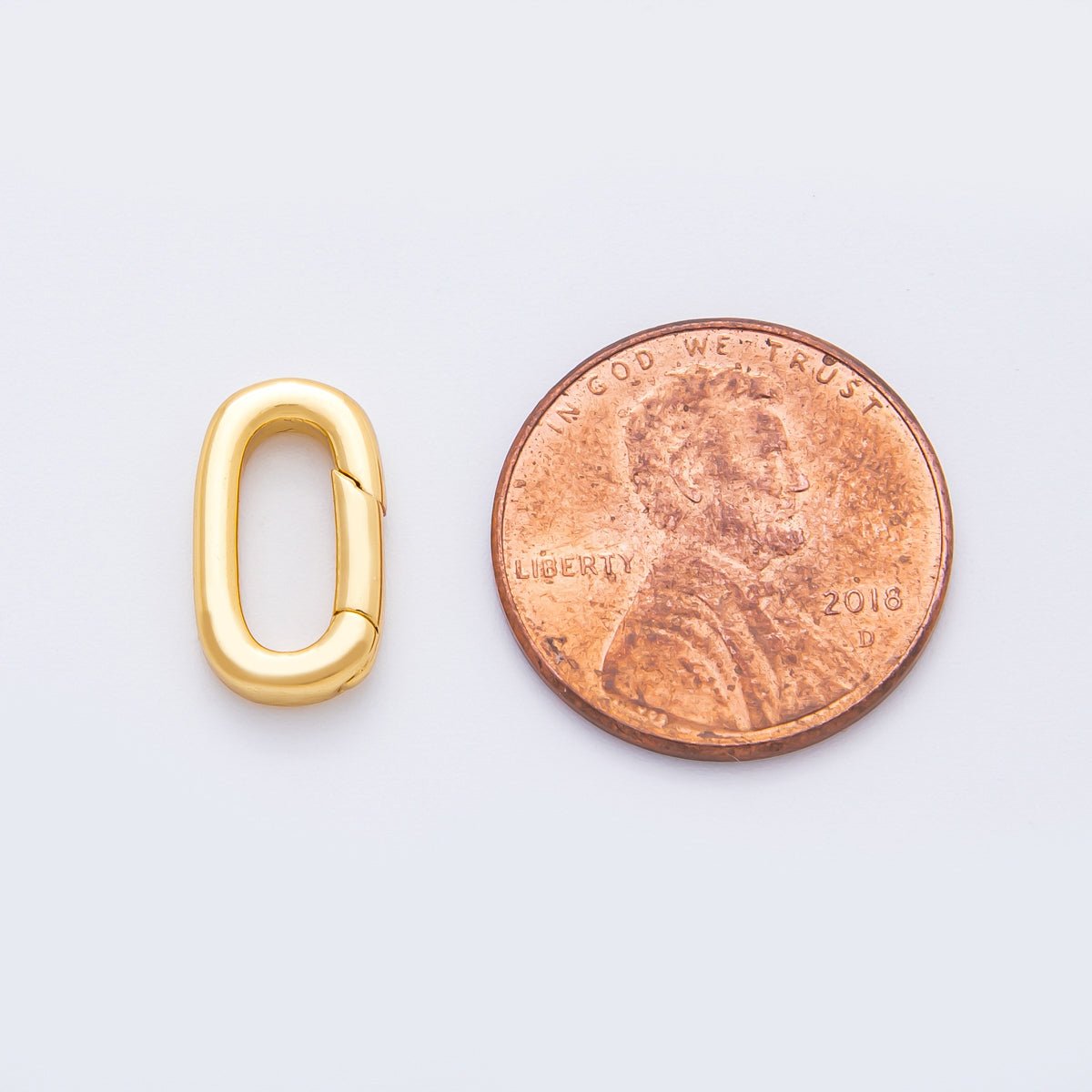 18K Gold Filled 14mm Minimalist Oblong Oval Push Gate Clasp Closure Finding | Z1409